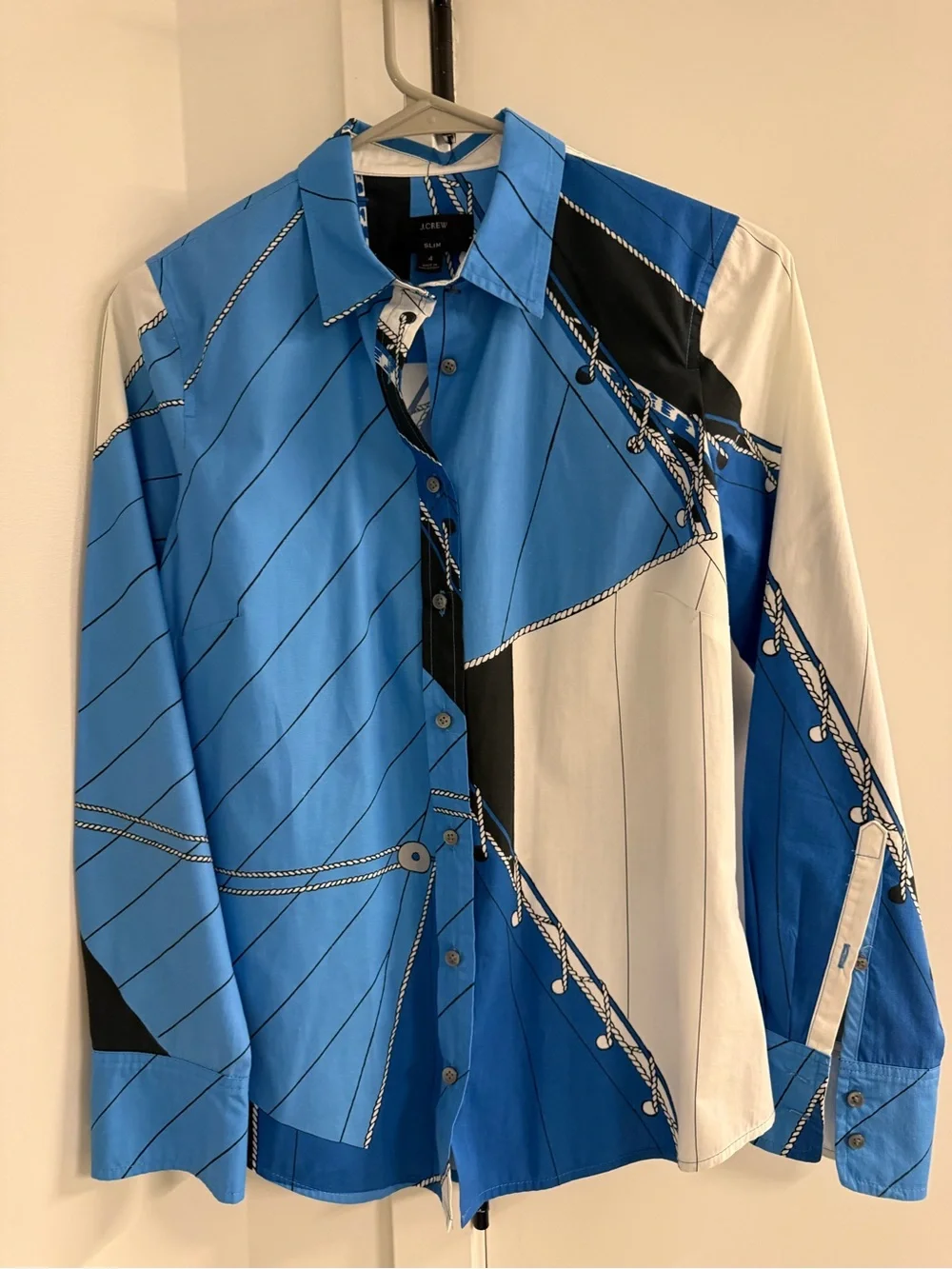 J. Crew womans Blue & White Patterned blouse